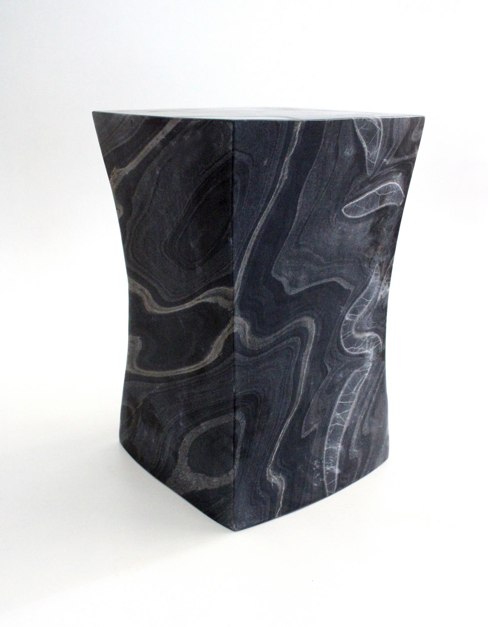 Indian Jour Block Table in Black Marble by Paul Mathieu for Stephanie Odegard For Sale