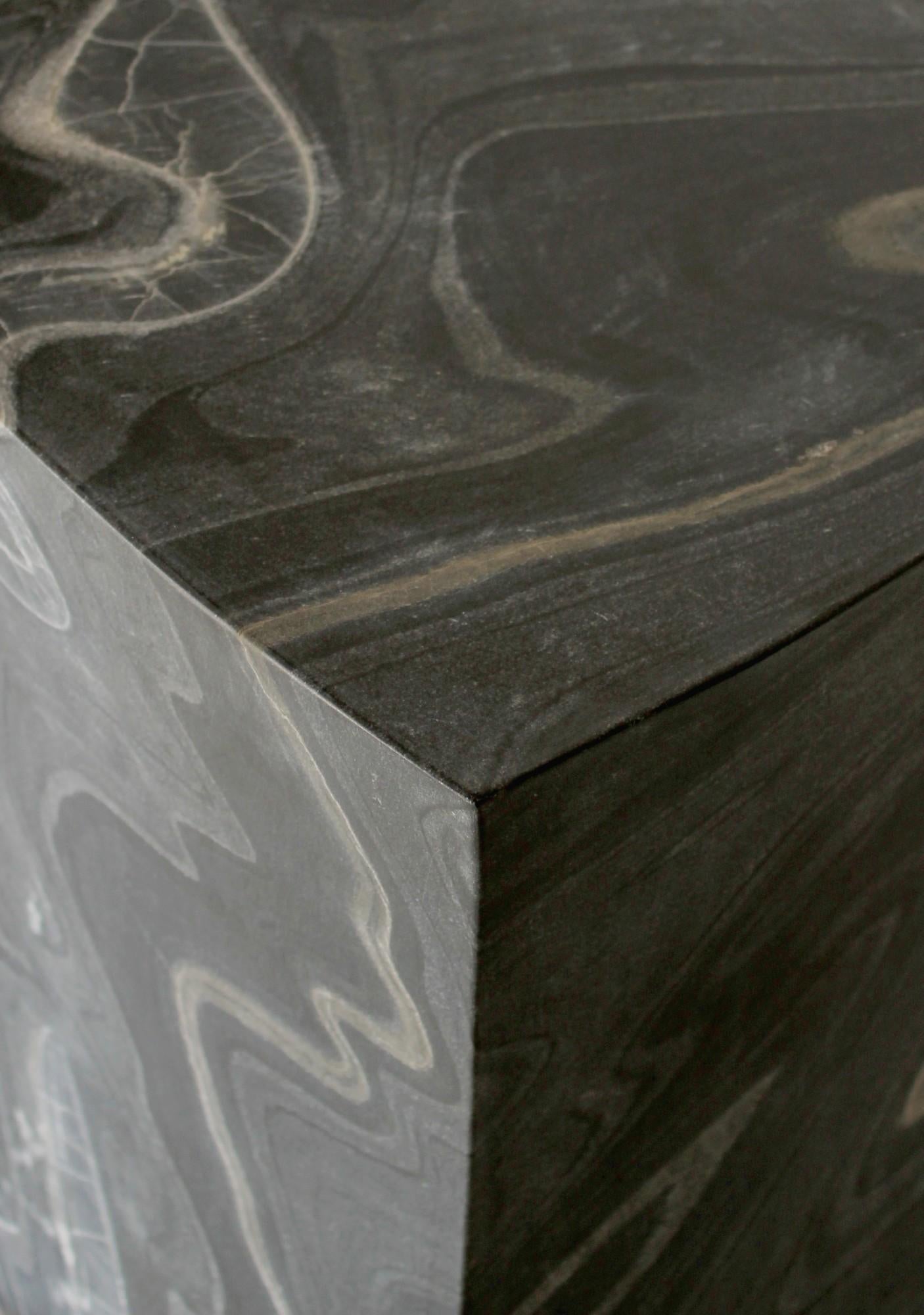 Jour Block Table in Black Marble by Paul Mathieu for Stephanie Odegard For Sale 1