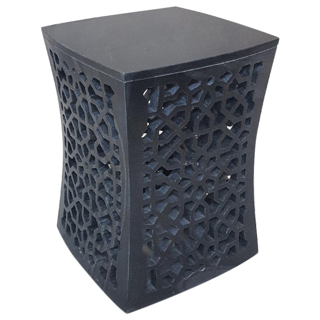 Jour Geometric Jali Side Table in Black Marble by Paul Mathieu For Sale