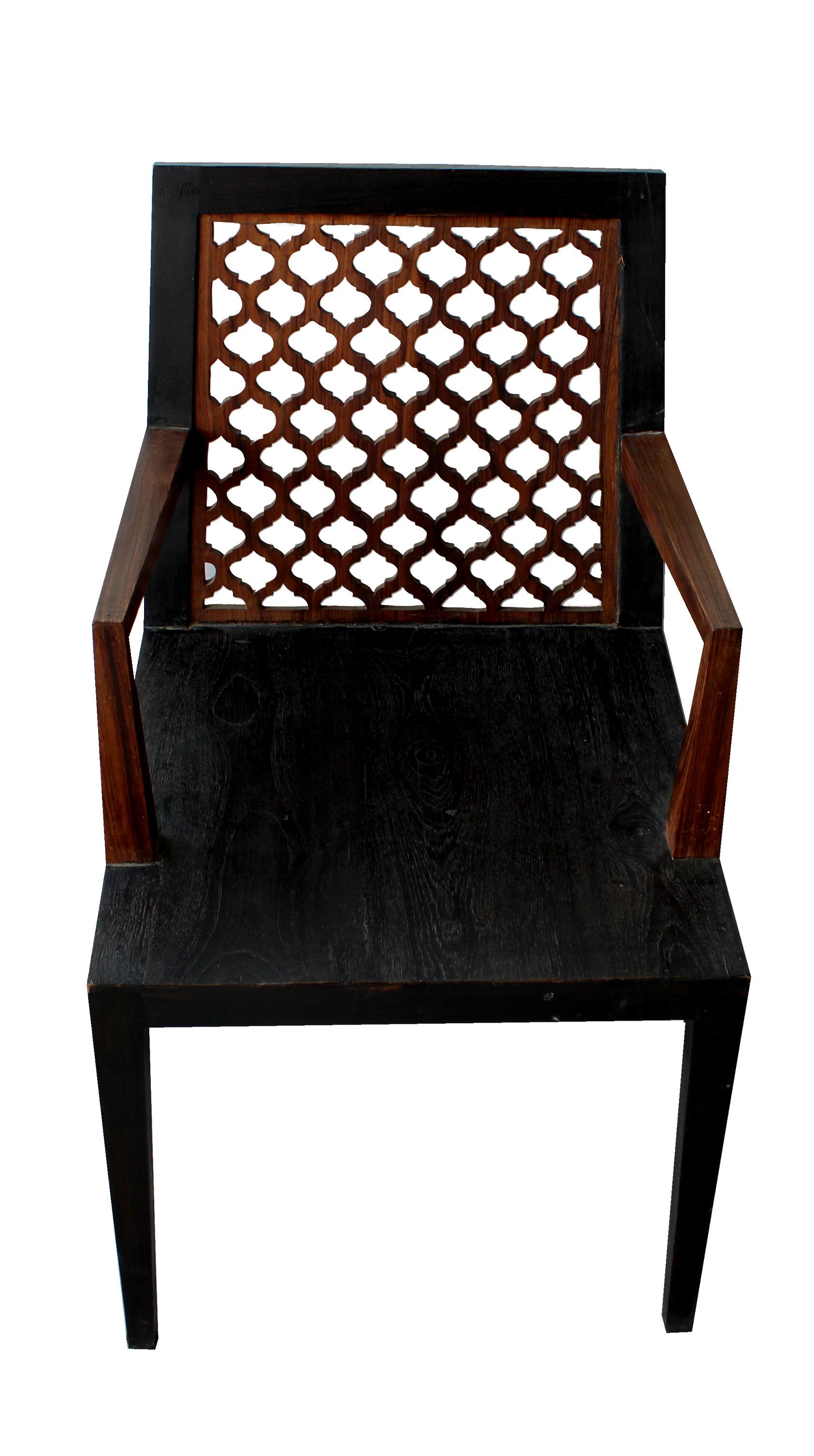 American Jour Jali Back Chair in Teakwood Handcrafted in India by Paul Mathieu For Sale