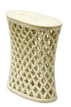 Jour Jali Oval Table in White Marble by Paul Mathieu for Stephanie Odegard