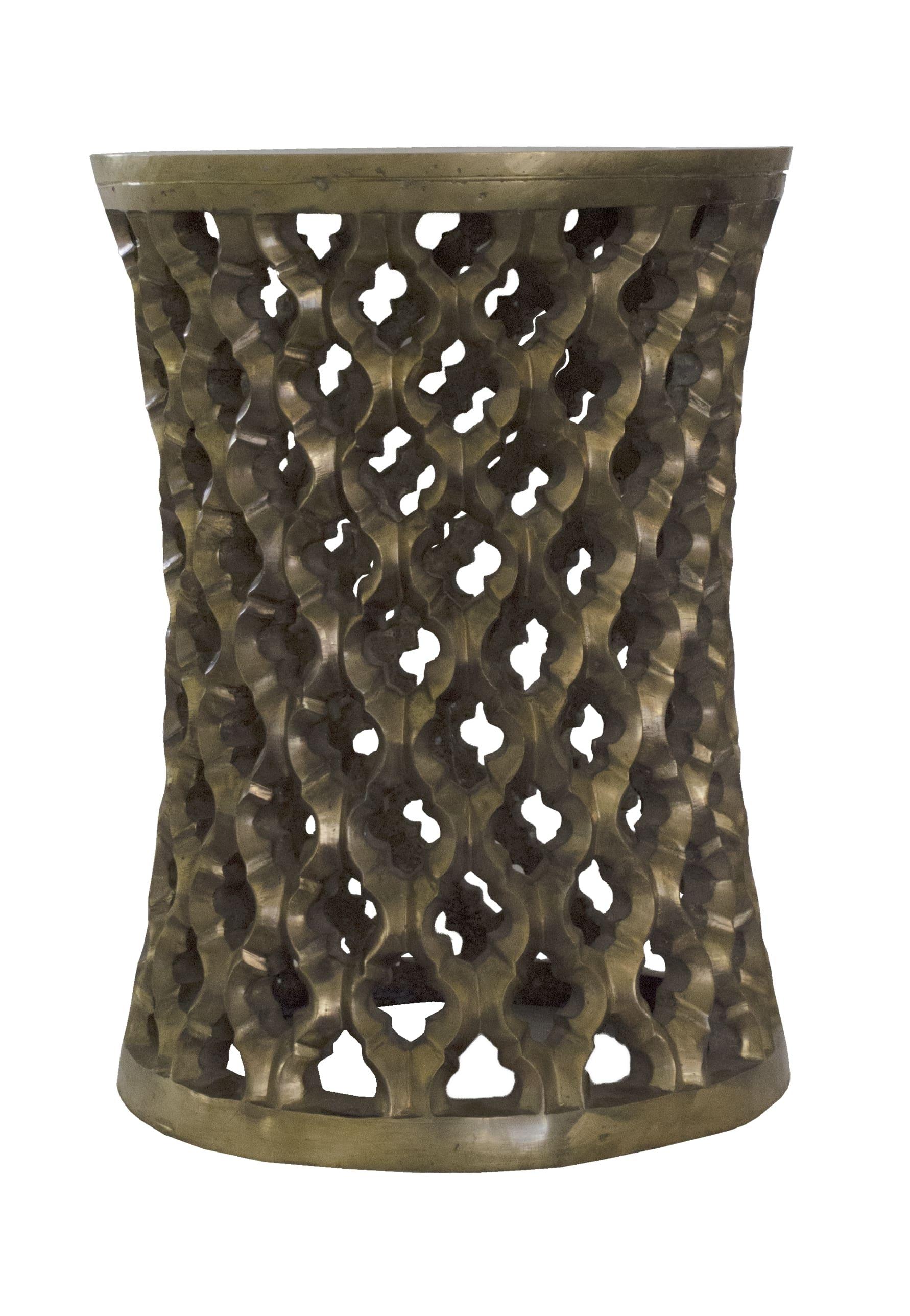 Hand-Carved Jour Round Jali Table Brass by Paul Mathieu for Stephanie Odegard For Sale