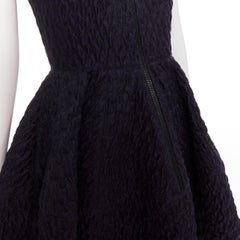 JOURDEN ANAIS navy blue black wool blend cloque fit flare cocktail dress FR38 M
