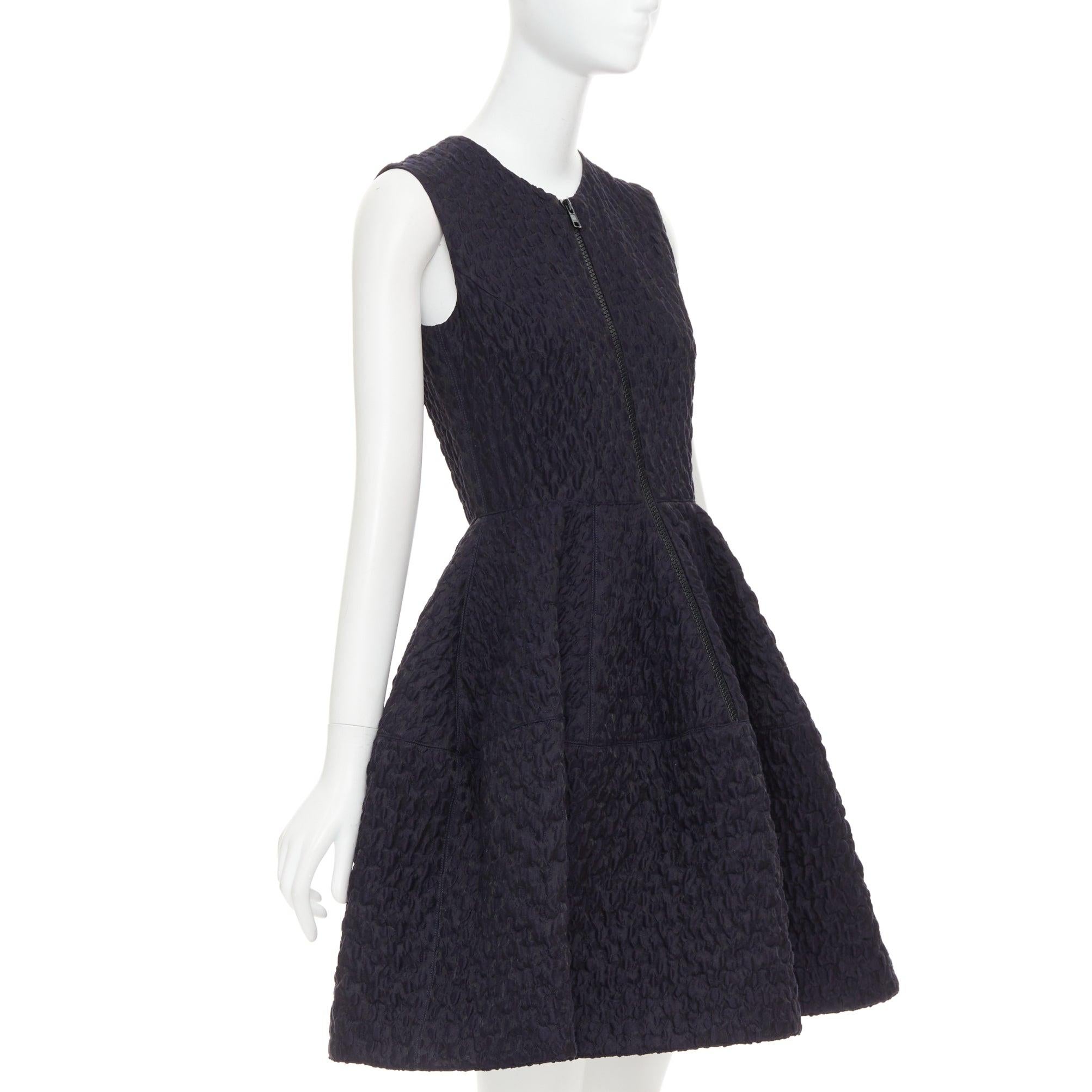 JOURDEN ANAIS Marineblau Schwarz Wollmischung Cloque Fit Flare Cocktailkleid FR38 M im Zustand „Neu“ im Angebot in Hong Kong, NT