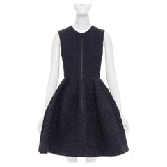 JOURDEN ANAIS azul marino negro mezcla de lana cloque fit flare vestido de cóctel FR38 M