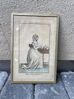 "Journal Des Dames Et Des Modes, Costume Parisien", 1799 French Fashion Drawing