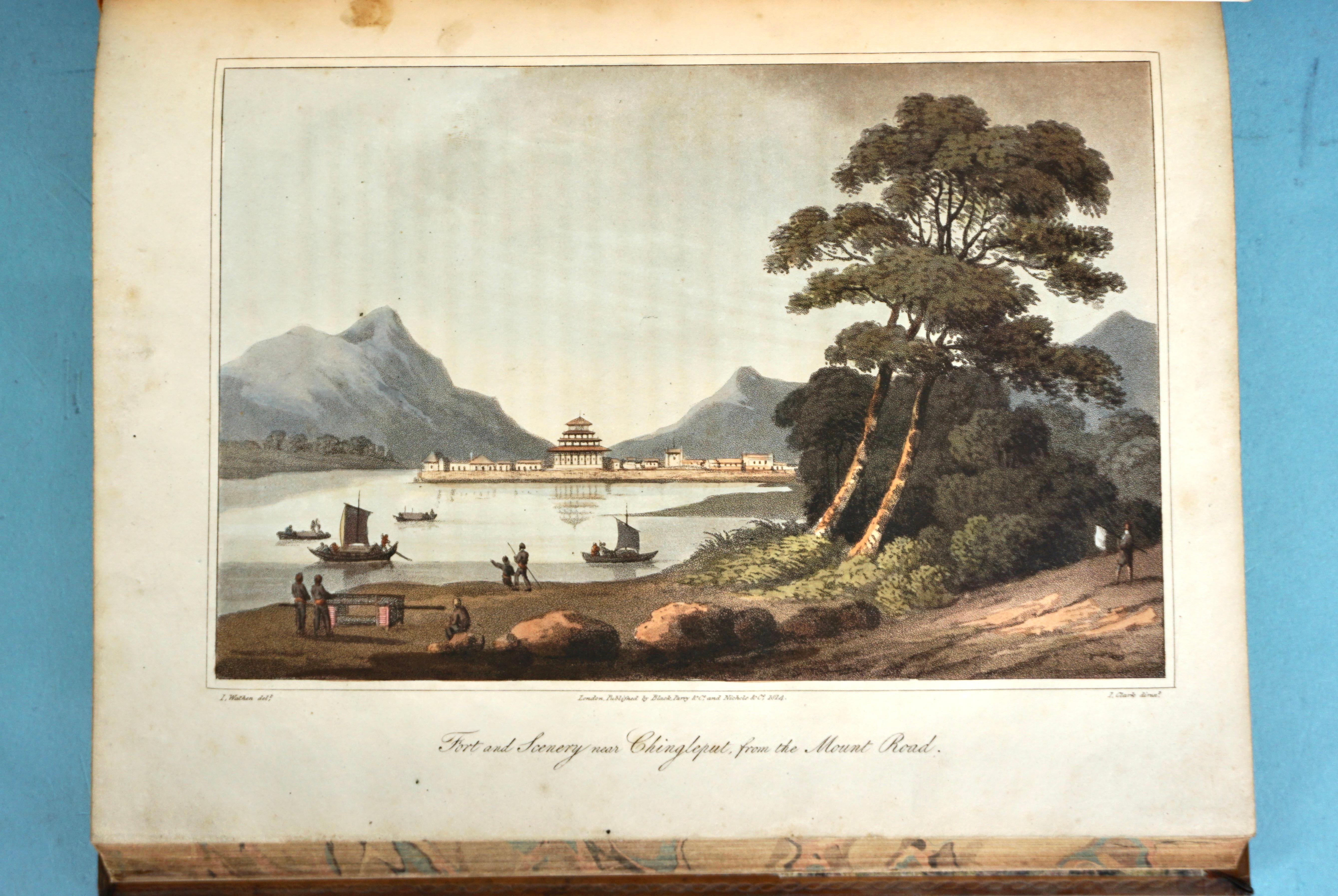 Leather Journal of a Voyage to Madras and India in 1812-1813 with 24 Hand Colored Prints