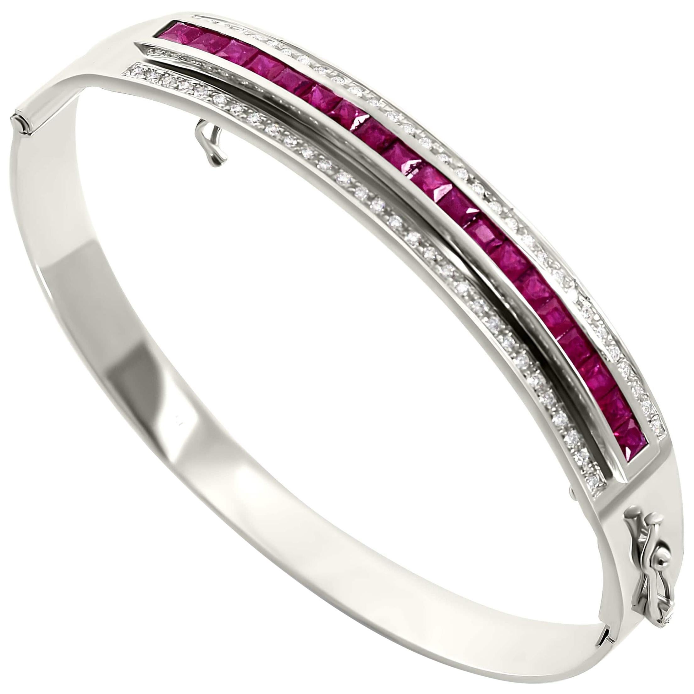 Journey Bangle-Your Grace-Platinum, Ruby Insert For Sale