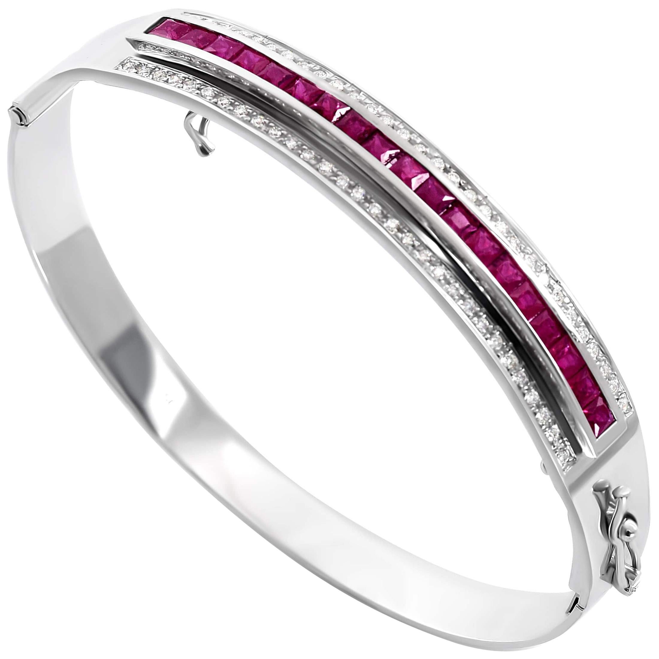 Journey Bangle-Your Grace-White Gold- Ruby Insert For Sale