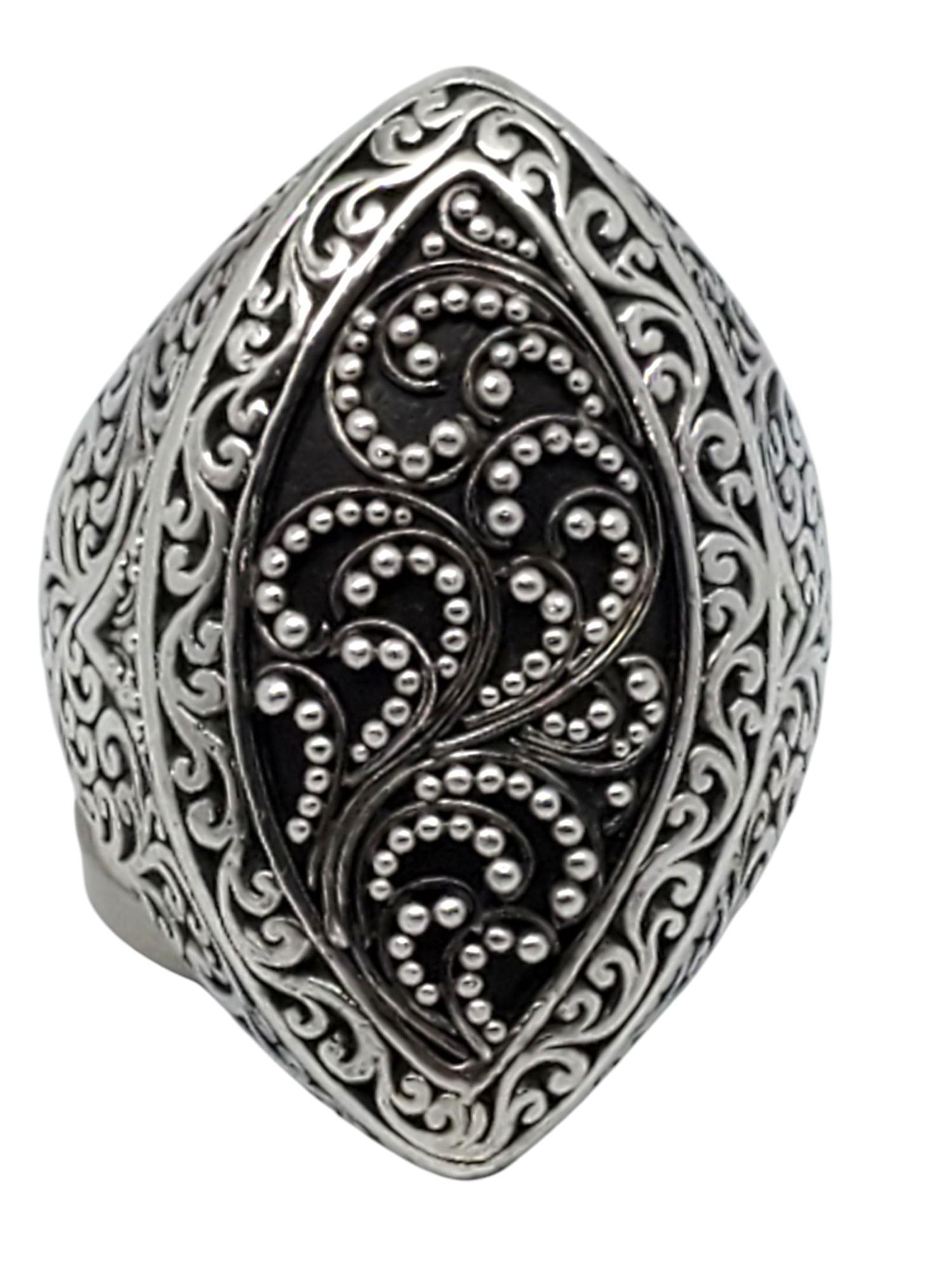 Journey by Lois Hill Sterling Silver Marquise Shaped Ring Size 11 #21099 For Sale
