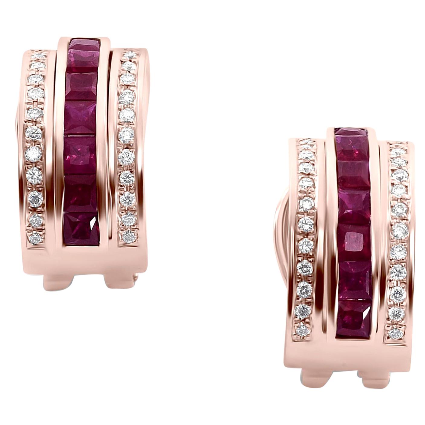 Journey Earrings, Your Graces, Rose Gold with Ruby Inserts For Sale