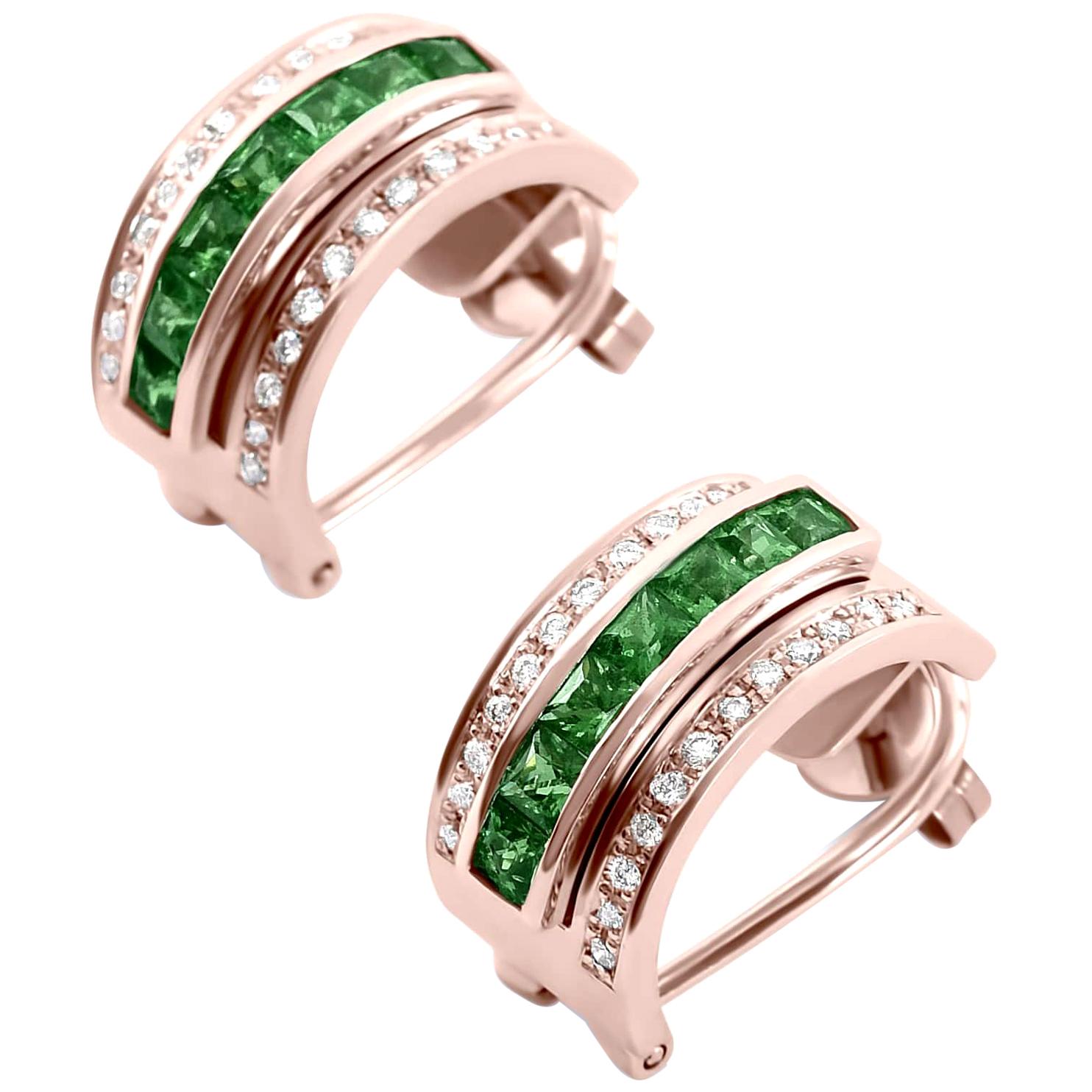 Journey Earrings, Your Grace, Rose Gold with Tsavorite Inserts For Sale