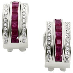 Journey Earrings, Your Graces, White Gold with Ruby Inserts