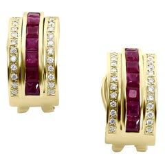 Journey Earrings, Your Grace, Yellow Gold with Ruby Inserts