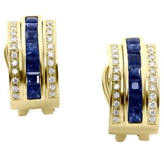 Journey Earrings, Your Grace, Yellow Gold with Sapphire Inserts