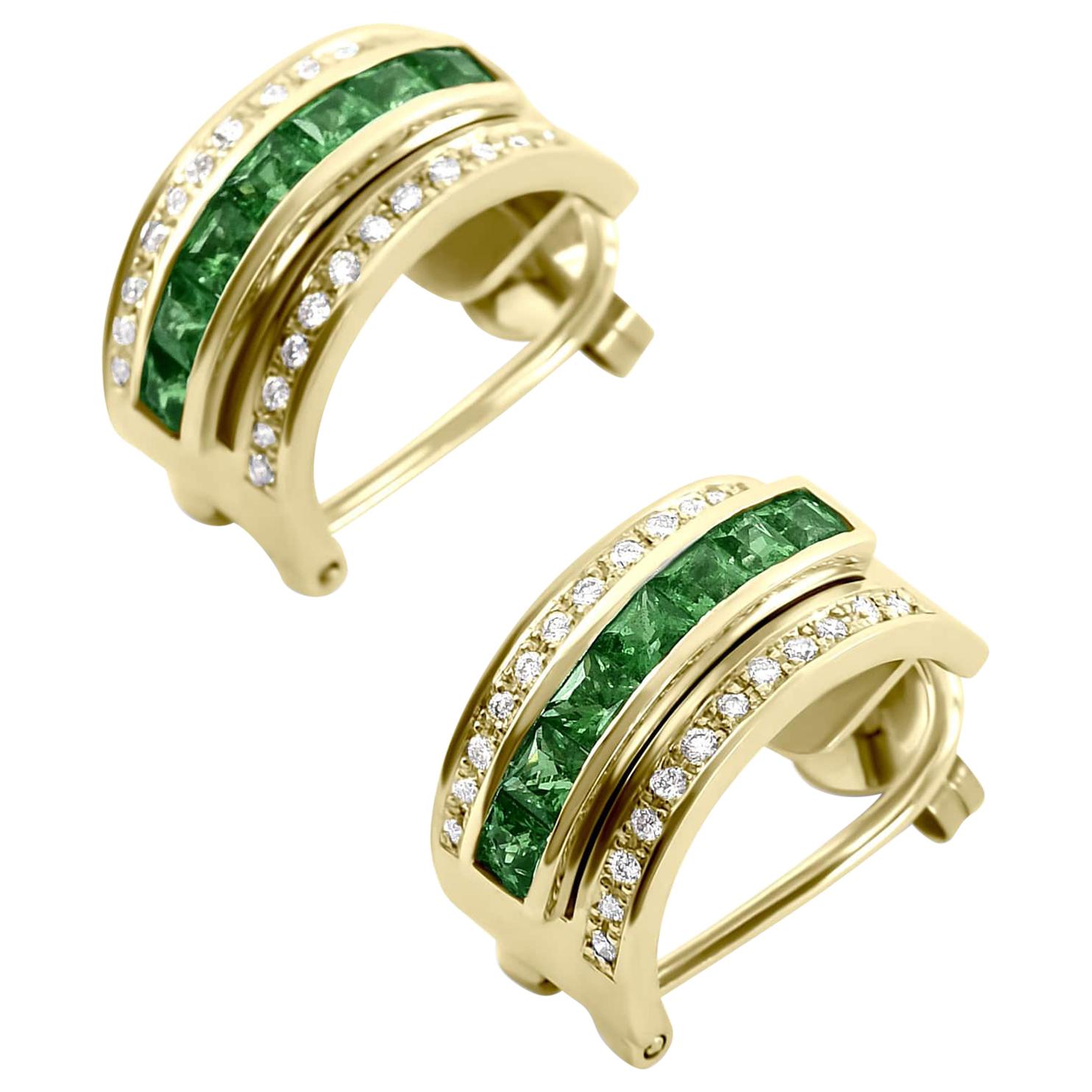 Journey Earrings, Your Grace, Yellow Gold with Tsavorite Inserts For Sale