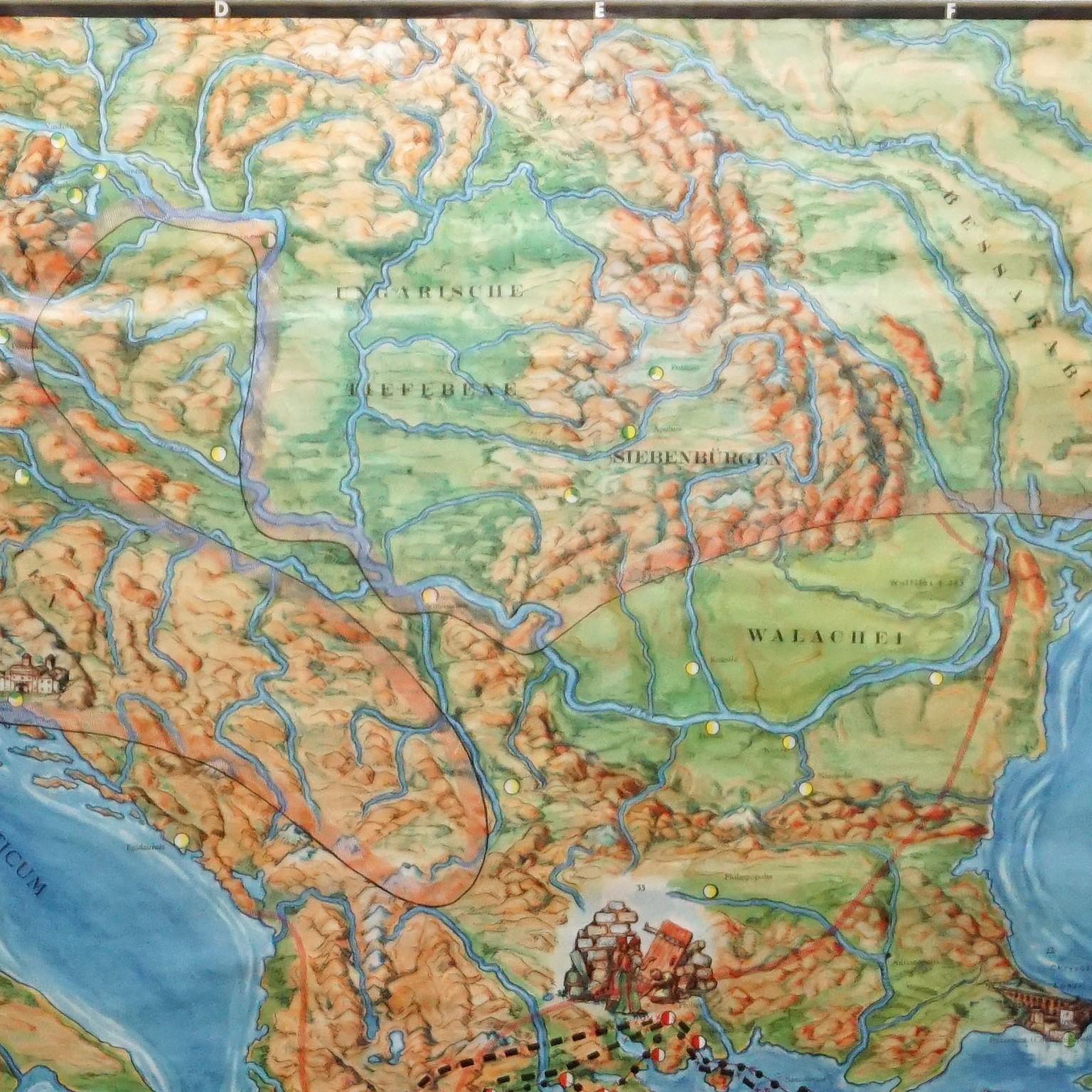Religiöse Bibel Wandbild Reise des Apostel Paulus Rollable Vintage Map Wall Chart (Land) im Angebot