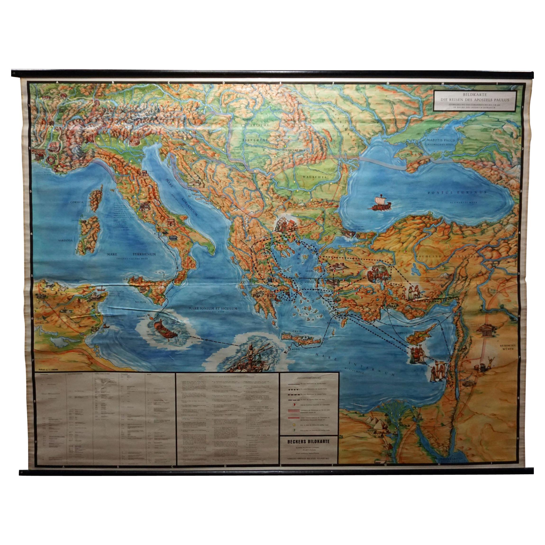Journey of Apostle Paul Rollable Vintage Map Wall Chart