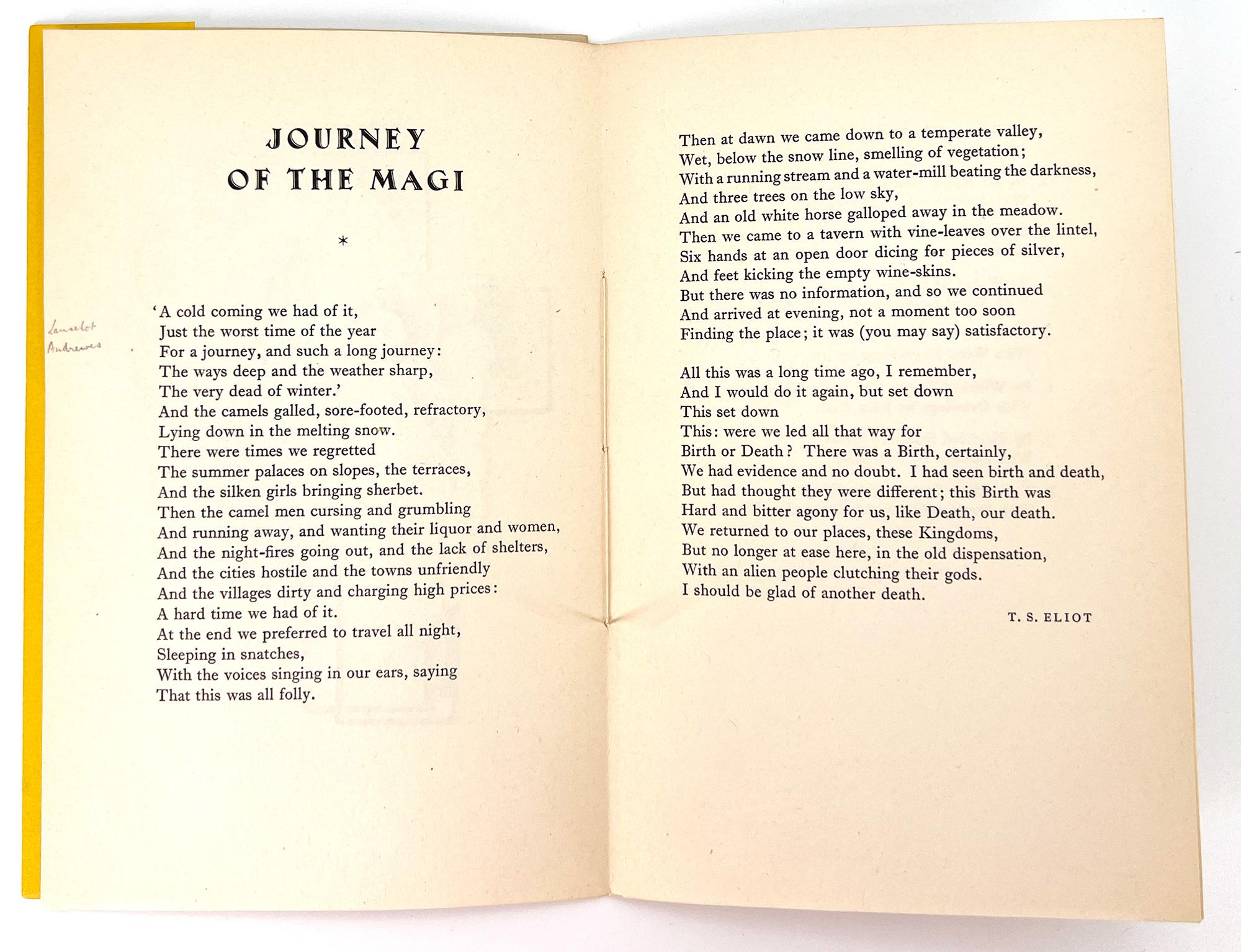 20ième siècle Journey of the Magi de T. S. Eliot, avec dessins d'E. McKnight Kauffer en vente