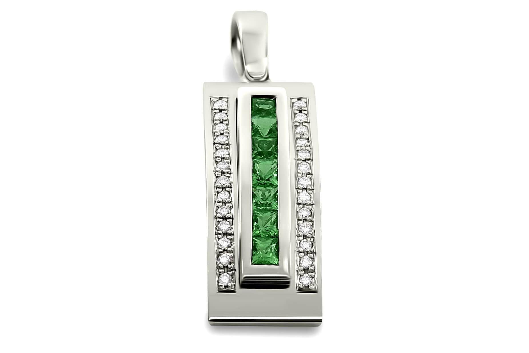 Journey Pendant-The Three Graces-Platinum with Sapphire Ruby & Tsavorite Inserts In New Condition For Sale In Hamilton, QLD