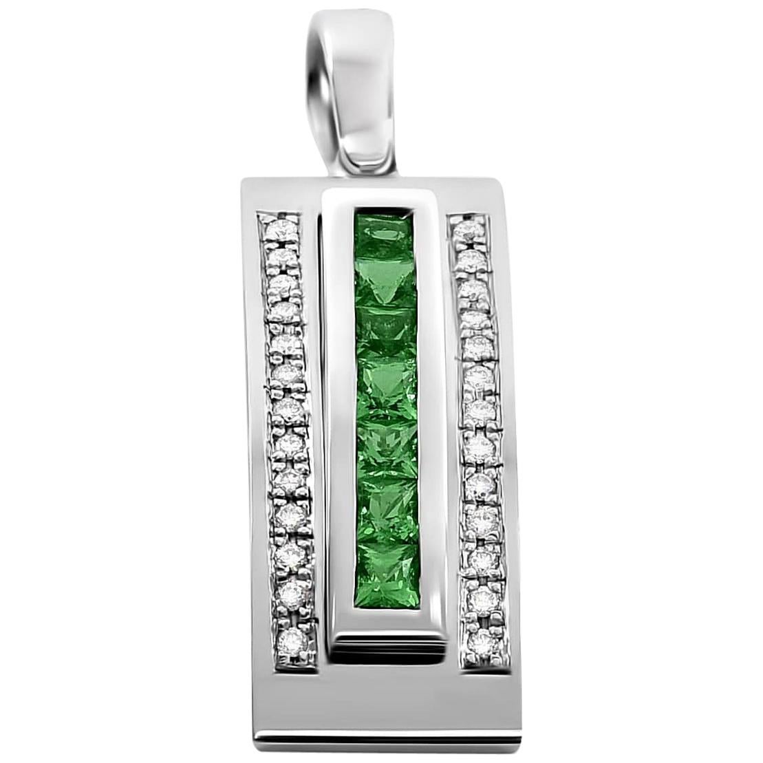 Journey Pendant, Your Graces, White Gold with Tsavorite Insert For Sale