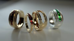 Journey Ring, The Three Graces, Platinum with Sapphire, Ruby & Tsavorite Inserts