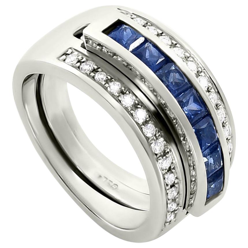 Journey Ring, Your Grace, 18 karat White Gold, Sapphire Insert For Sale