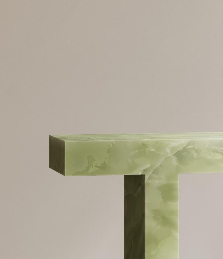 Modern Journeyman Console Table in Natural Verde Onyx by Paloma Editions For Sale