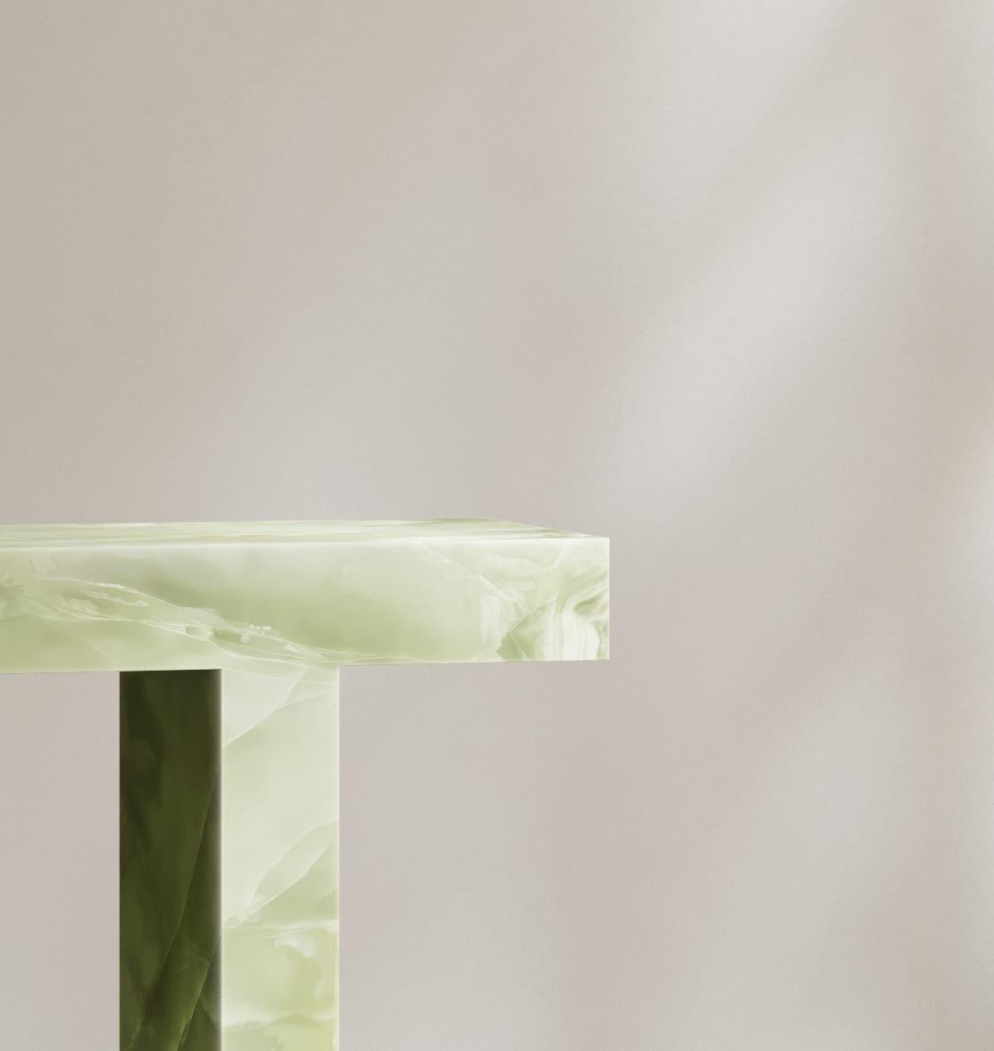 Italian Journeyman Console Table in Natural Verde Onyx by Paloma Editions For Sale