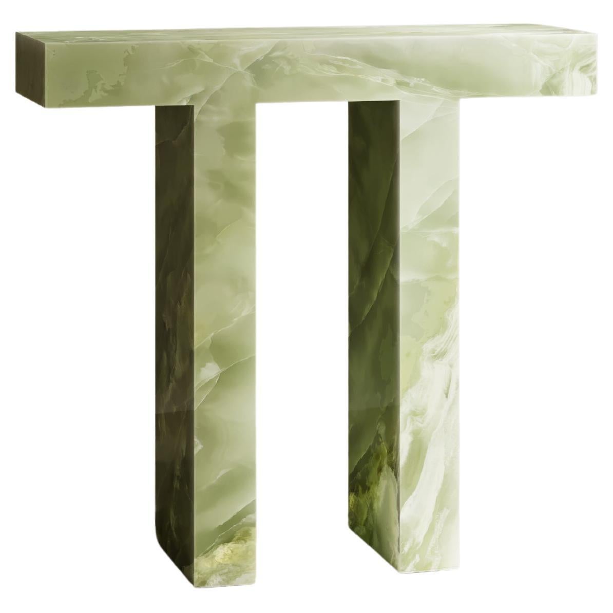 Journeyman Console Table in Natural Verde Onyx by Paloma Editions For Sale