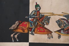 Jousting Knights on Checkered Ground Painting on Canvas