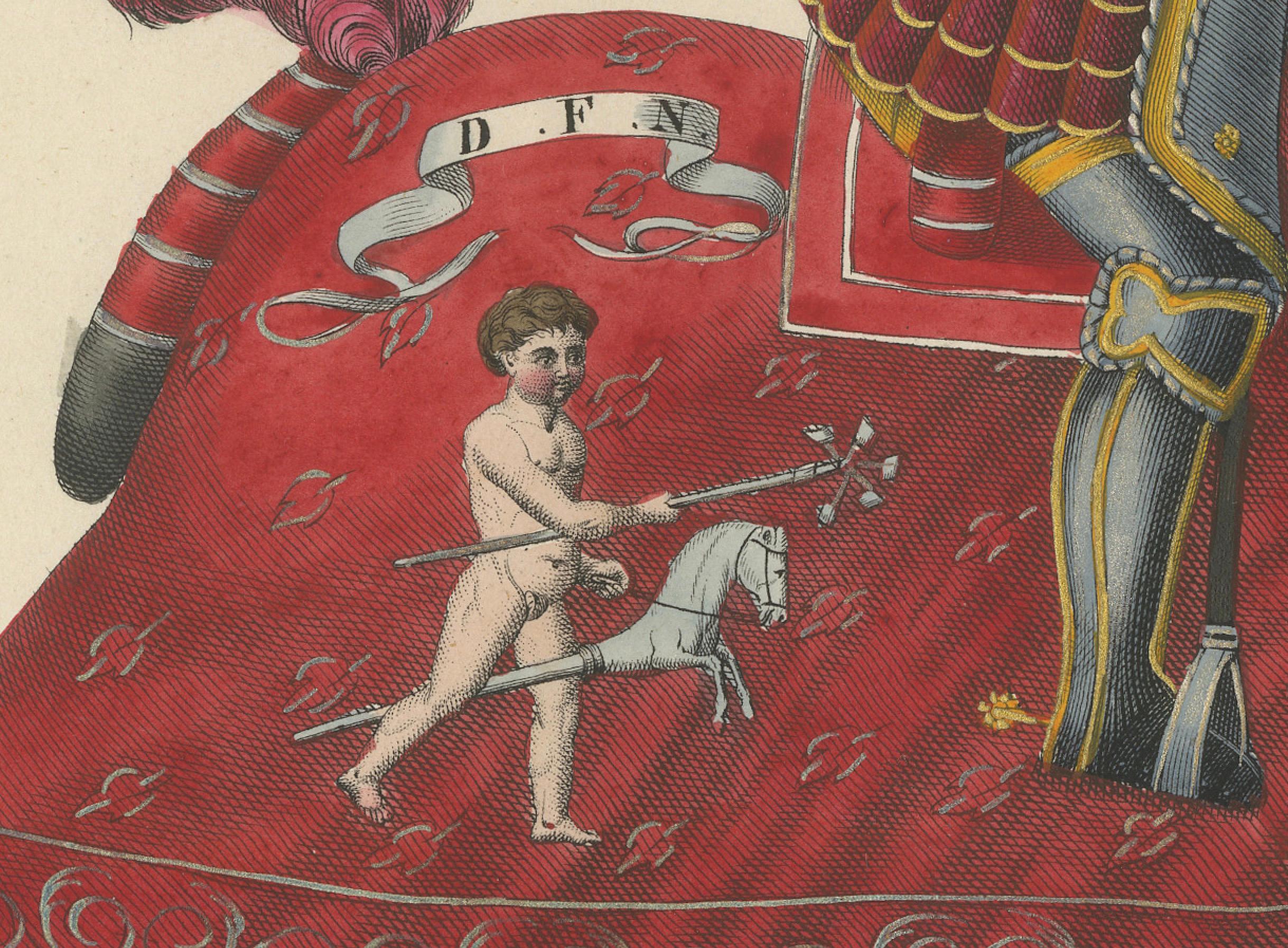Jousting Tournament: Knights in Armor mit sich verstrickten Lances im Kampf, 1842 (Mittleres 19. Jahrhundert) im Angebot