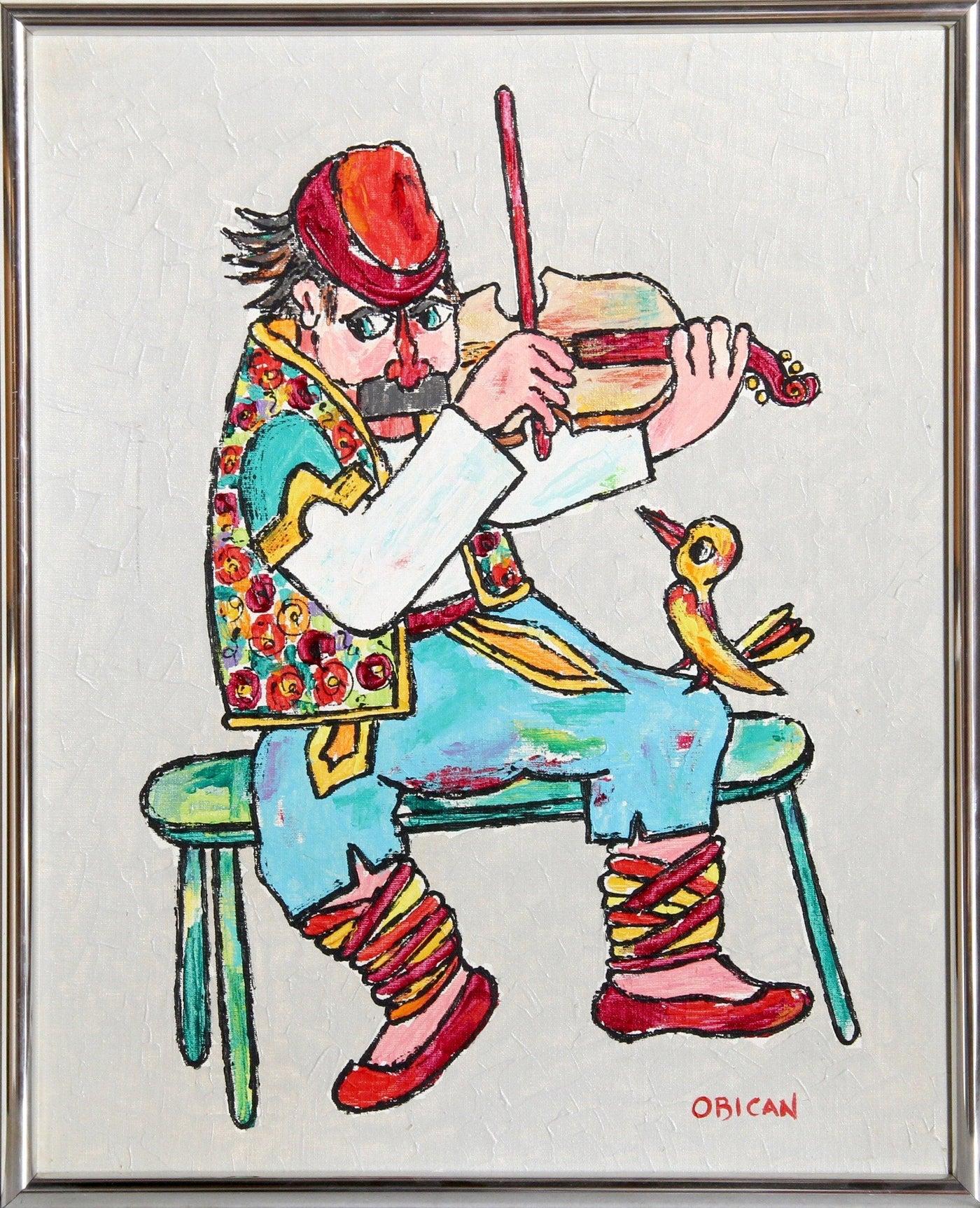 Violinista

Jovan Obican
Francés/yugoslavo (1918-1986)

Fecha: hacia 1980
Óleo sobre tabla
Tamaño: 40,64 x 50,8 cm (16 x 20 pulg.)
Tamaño del marco: 21 x 17 pulgadas