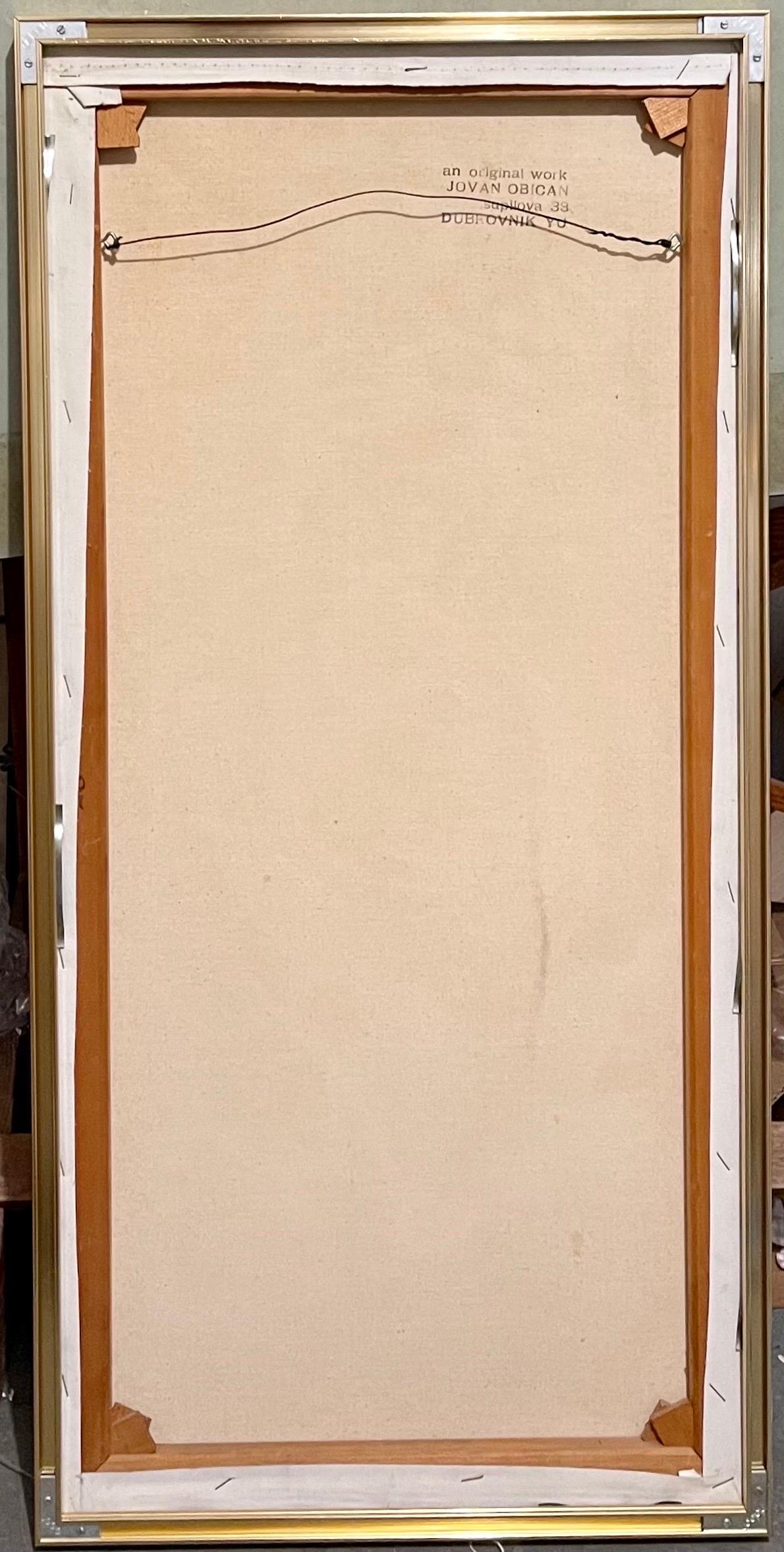 Grande peinture à l'huile d'art populaire européen naïf de Jovan Obican Klezmer, musicien de jazz en vente 5