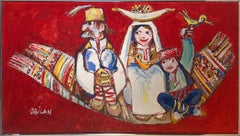Sin título, pintura al óleo de arte popular sobre lienzo de Jovan Obican