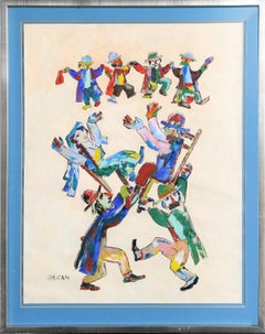 Wedding Dance, Signed Acrylic on Paper by Jovan Obican