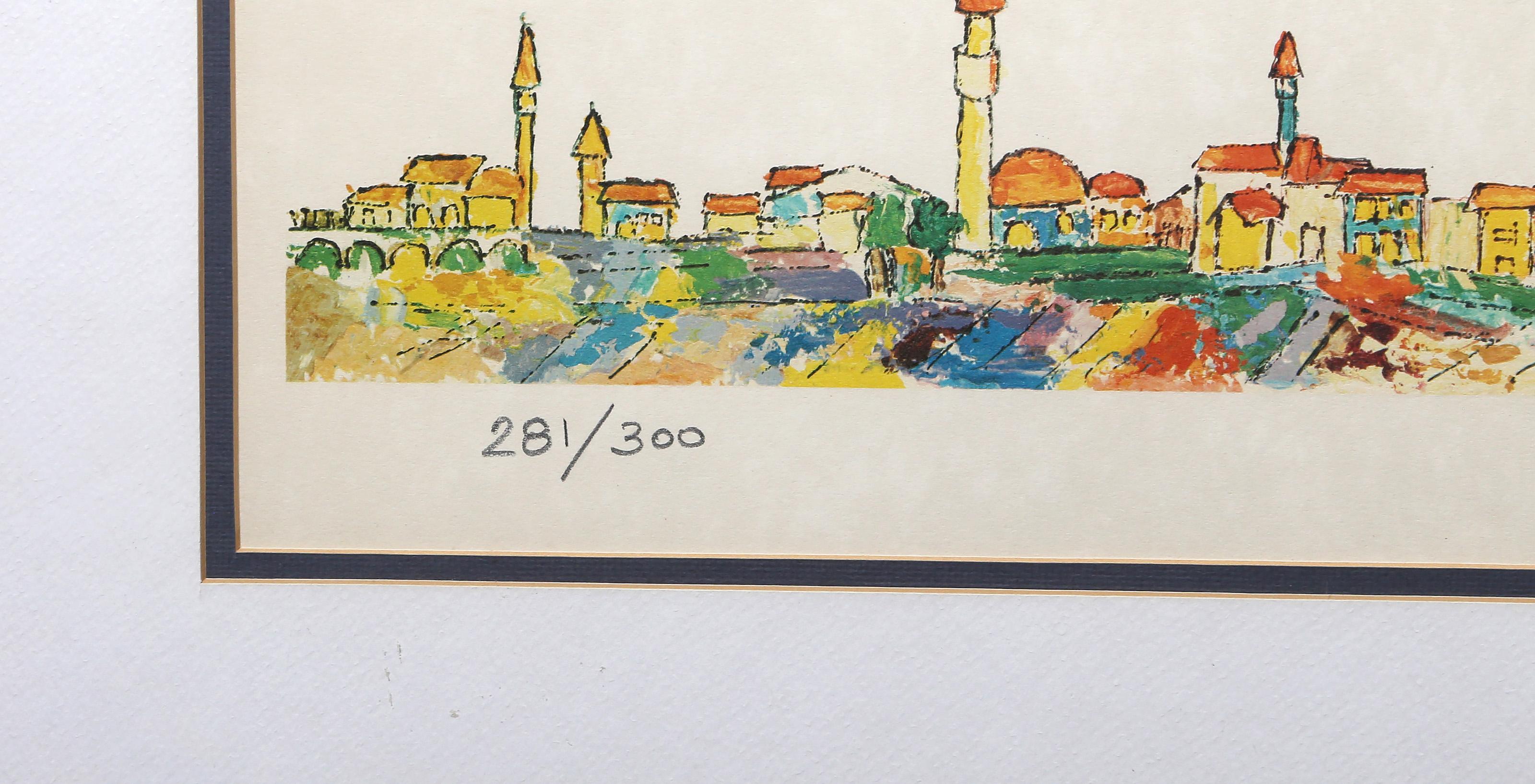 Magic Carpet, Folk Art Lithograph by Jovan Obican For Sale 2