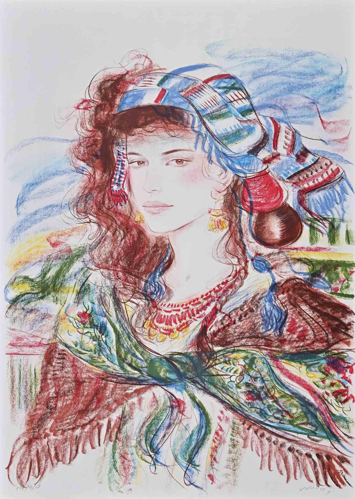 Gypsy - Lithograph by Jovan Vulic - 1980s
