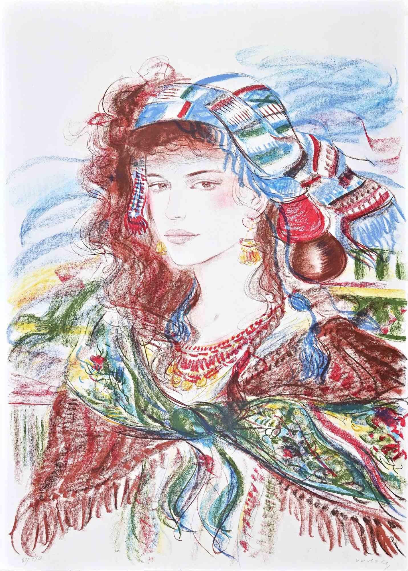 Gypsy -  Lithograph by Jovan Vulic - 1980s