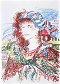 Vintage Gypsy -  Lithograph by Jovan Vulic - 1980s