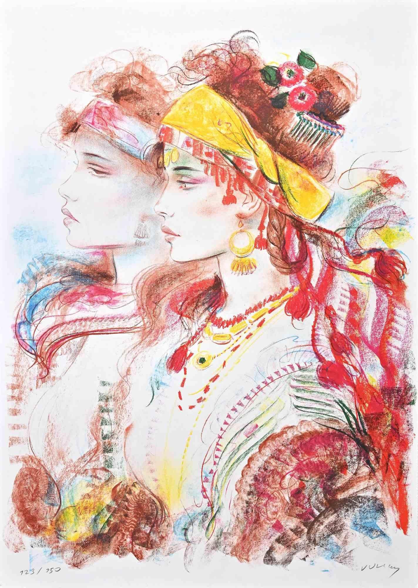 Two Gypsies - Lithograph by Jovan Vulic - 1980s