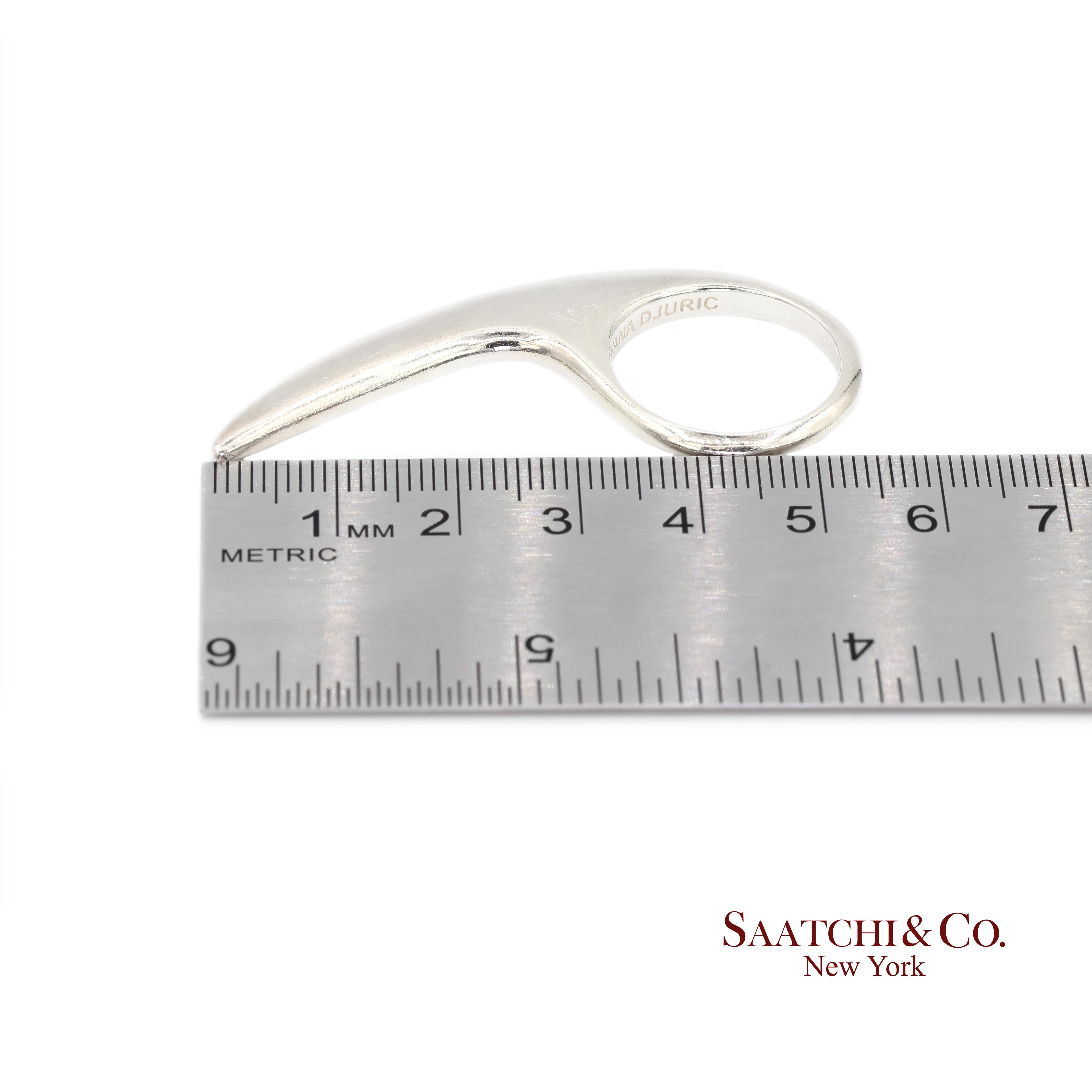 Jovana Djuric Hand-Carved Sterling Silber 950 Große Scheibe Ring im Angebot 2