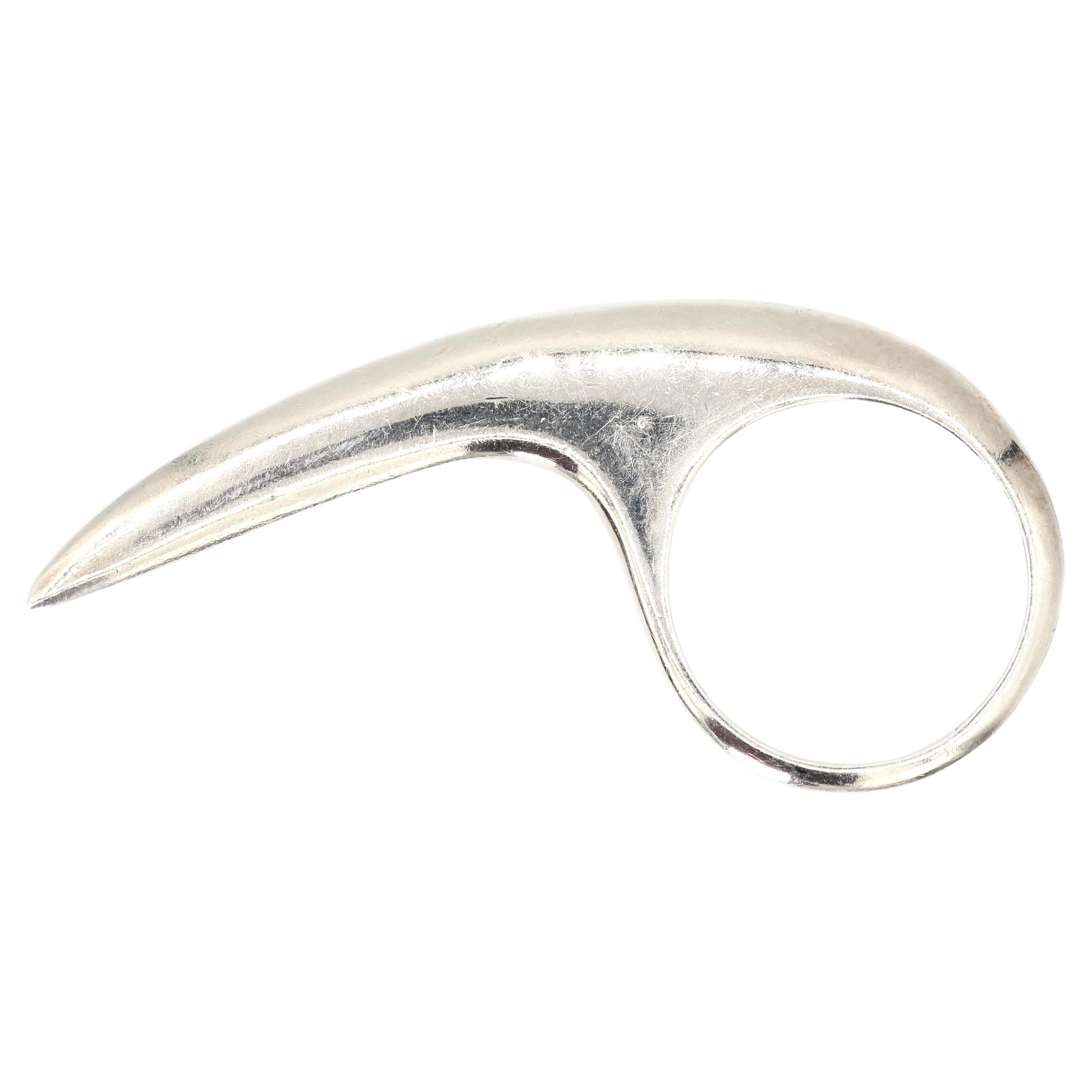 Jovana Djuric Hand-Carved Sterling Silber 950 Große Scheibe Ring