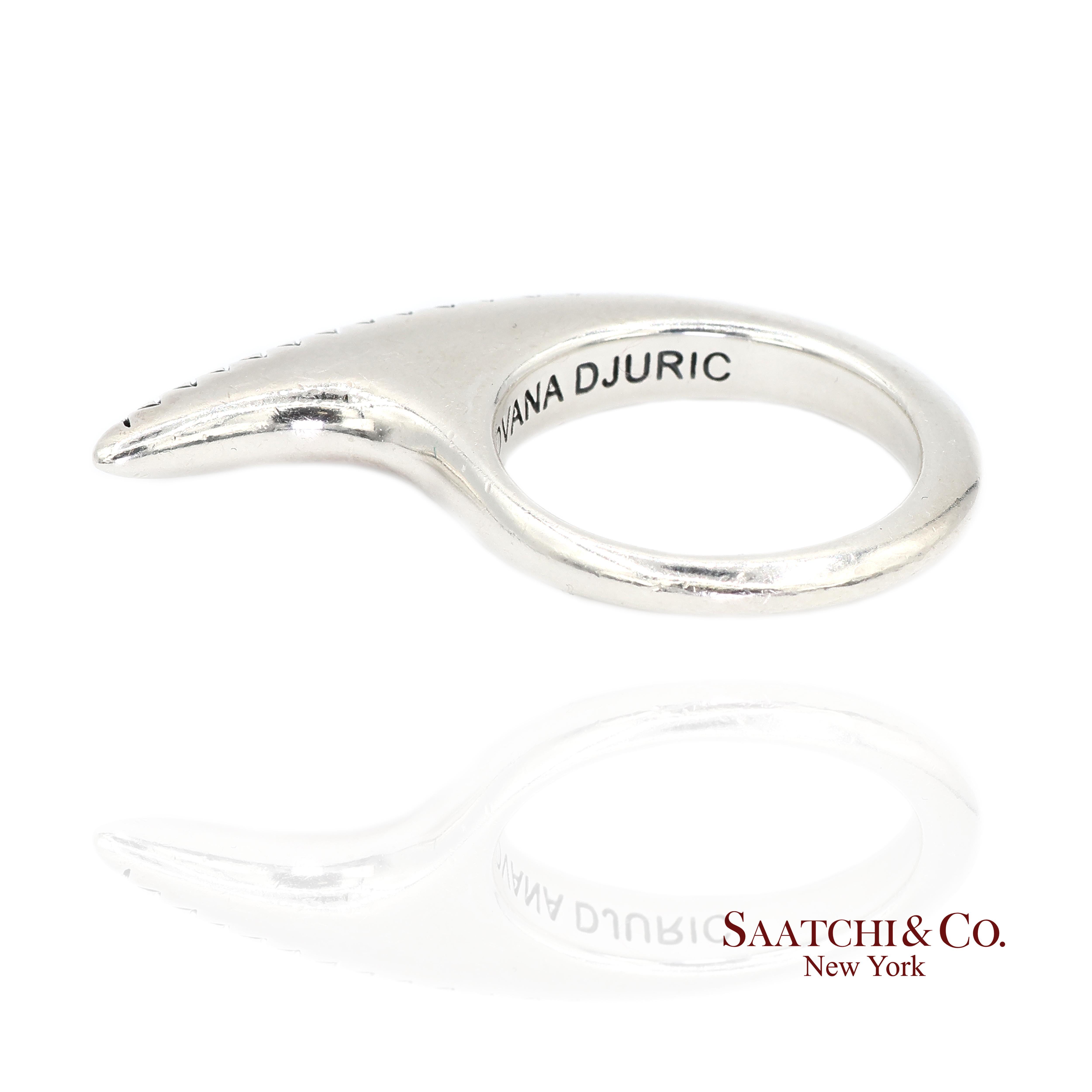 Jovana Djuric Sterling Silber 950 Natürlicher kleiner Diamant Ridge Slice Ring (Zeitgenössisch) im Angebot