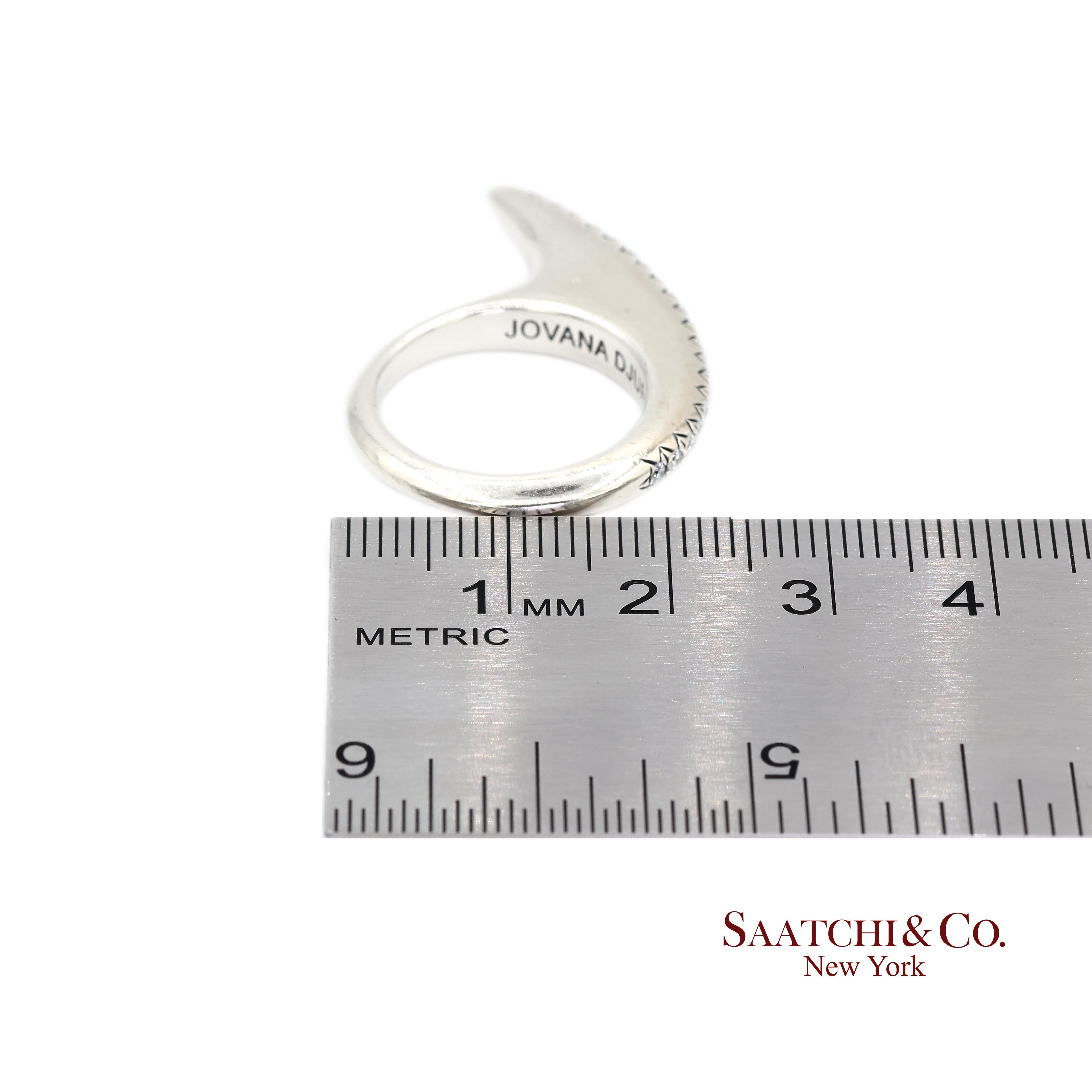 Jovana Djuric Sterling Silber 950 Natürlicher kleiner Diamant Ridge Slice Ring im Angebot 3