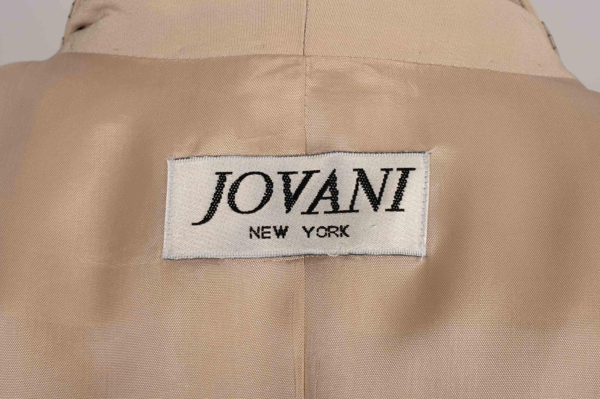 Giacca e abito senza maniche in seta beige Jovani in vendita 5