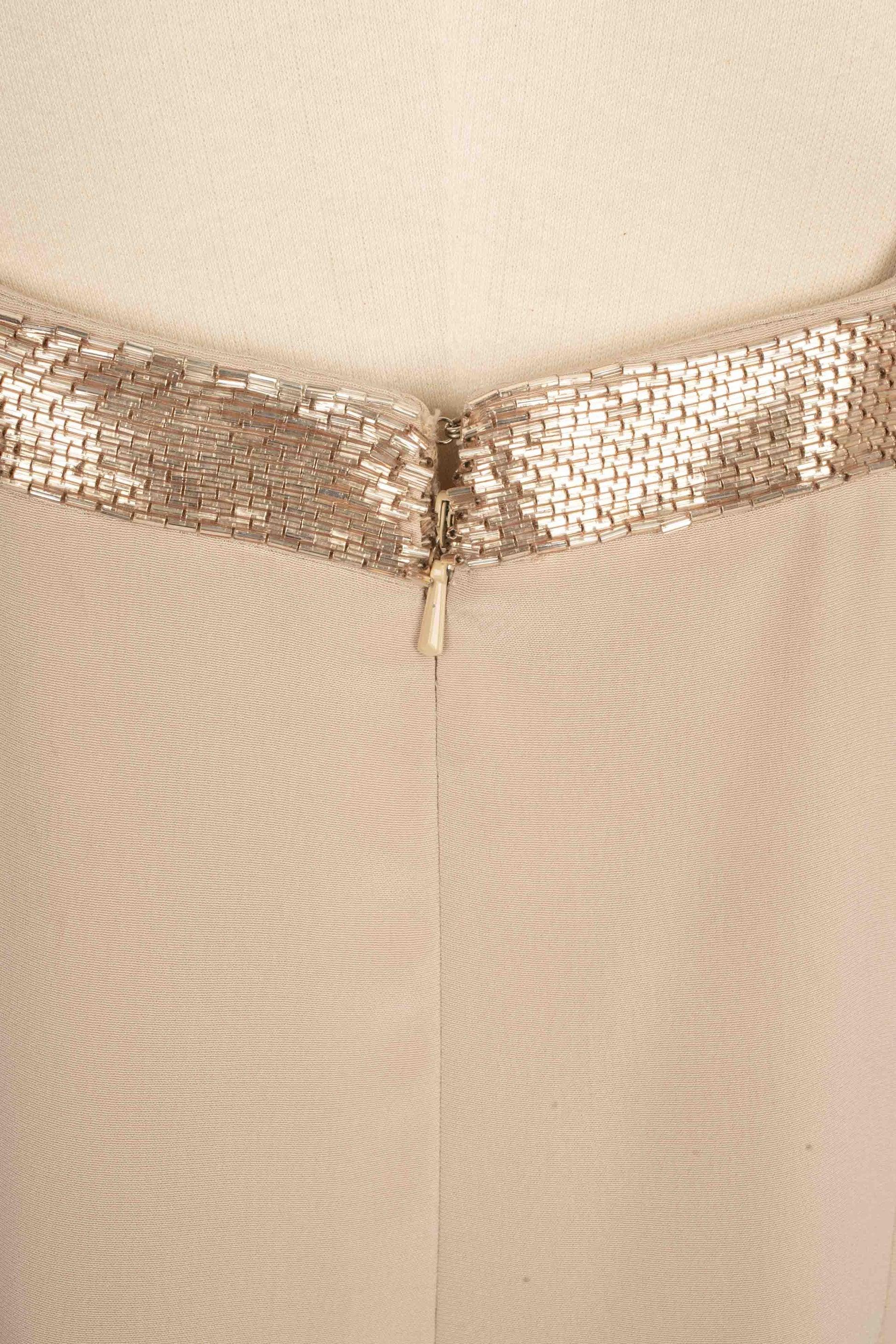 Giacca e abito senza maniche in seta beige Jovani in vendita 7