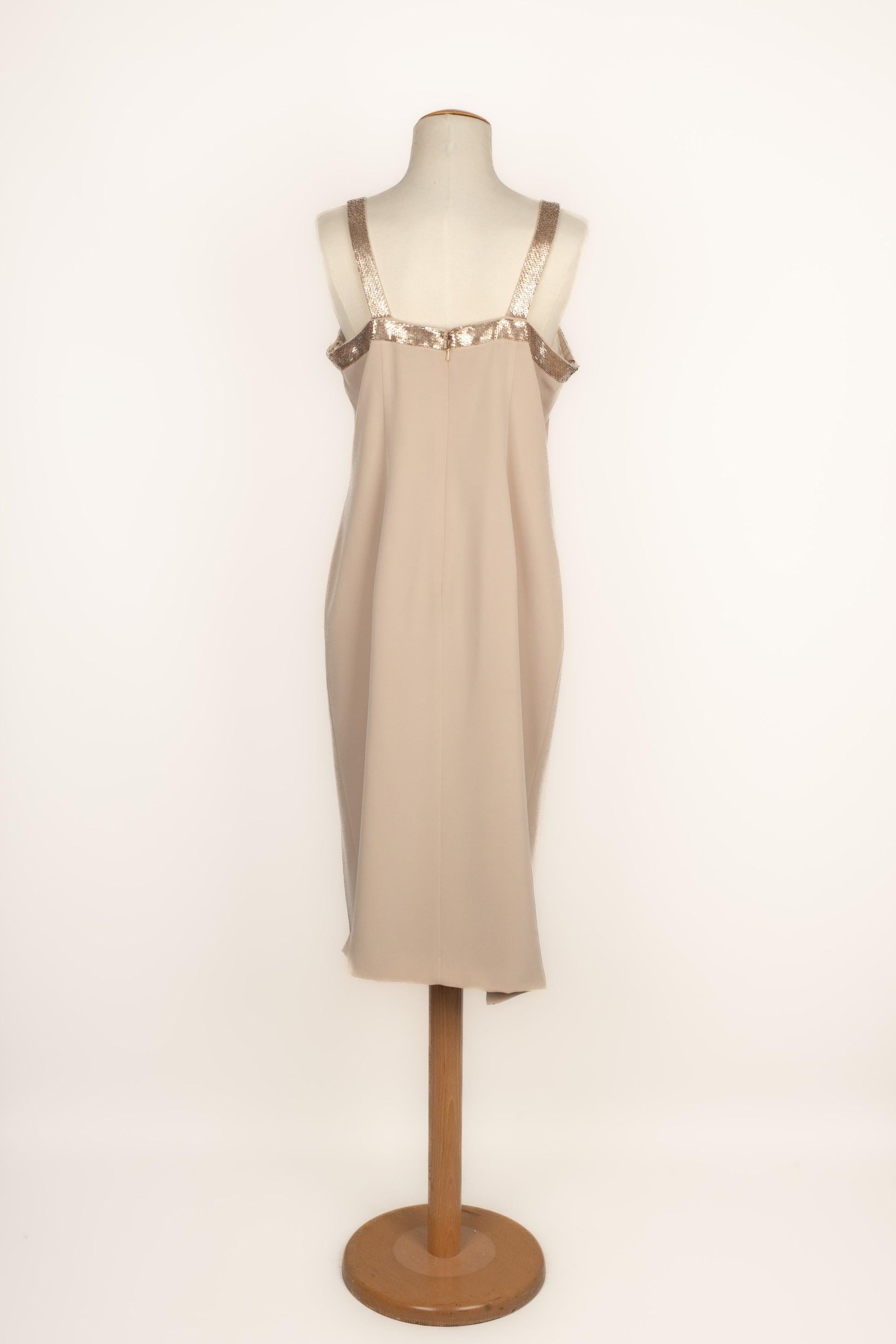 Giacca e abito senza maniche in seta beige Jovani in vendita 1