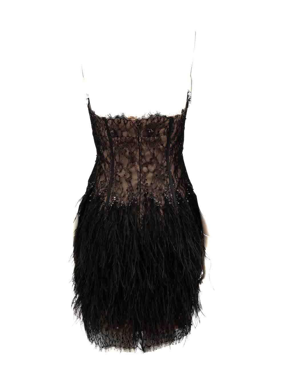 Jovani Black Embellished Feather Trim Dress Size S In Good Condition In London, GB