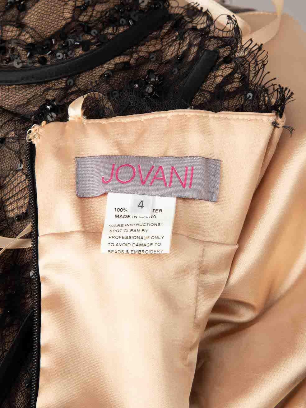Jovani Black Embellished Feather Trim Dress Size S For Sale 2